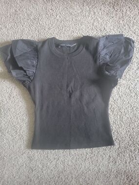 English Factory Black Ribbed Crewneck Top